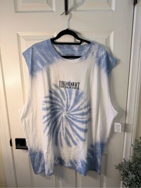Taylor Swift Blue & White Tie-Dye Muscle Tee